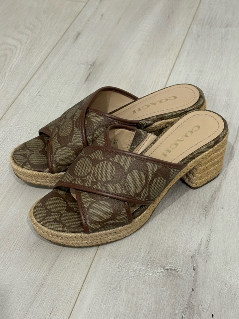 COACH Monogram Espadrille Sandal Heels